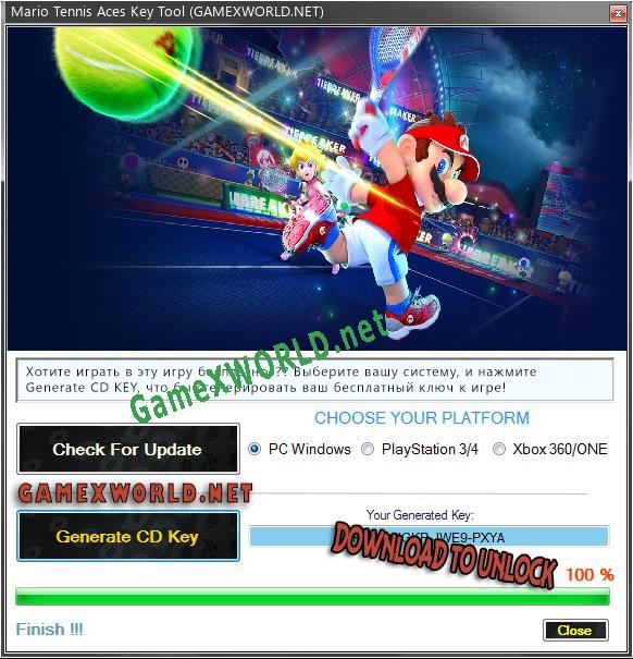 Бесплатный ключ для Mario Tennis Aces
