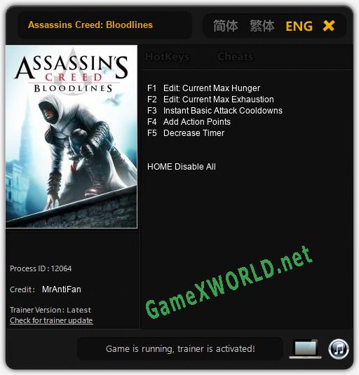 Assassins Creed: Bloodlines: Читы, Трейнер +5 [MrAntiFan]