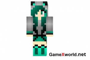 Turquoise Wolf Girl - Бирюзовая волчица скин для Minecraft