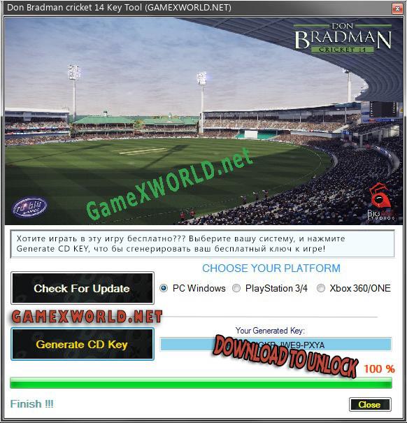 Ключ активации для Don Bradman cricket 14