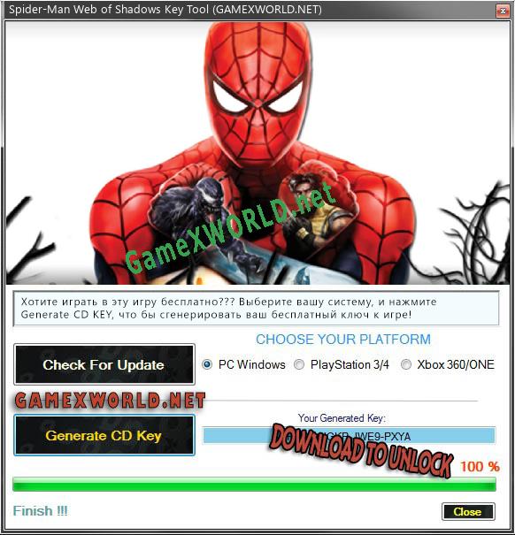 Spider-Man Web of Shadows ключ бесплатно