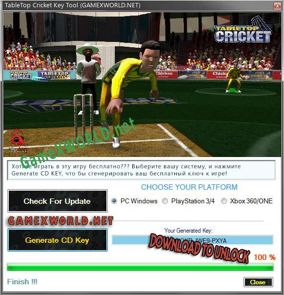 Регистрационный ключ к игре  TableTop Cricket