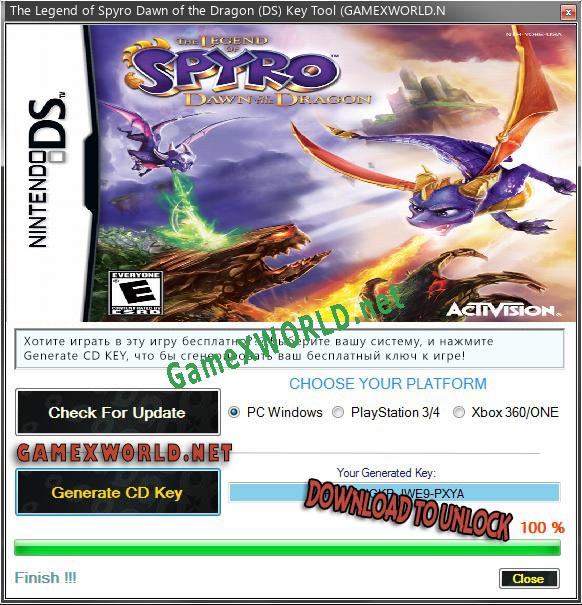 The Legend of Spyro Dawn of the Dragon (DS) ключ бесплатно