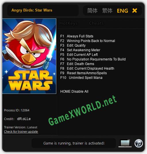 Angry Birds: Star Wars: Читы, Трейнер +10 [dR.oLLe]