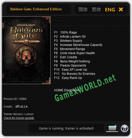 Baldurs Gate: Enhanced Edition: Читы, Трейнер +12 [dR.oLLe]