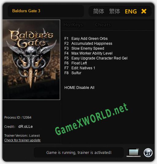 Baldurs Gate 3: Читы, Трейнер +8 [dR.oLLe]