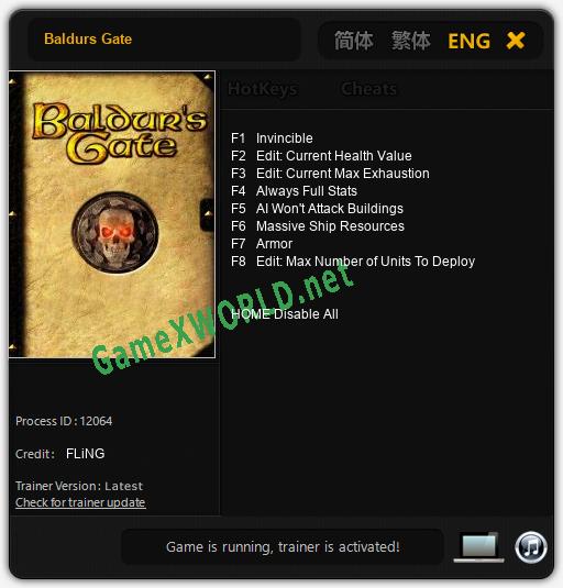 Baldurs Gate: Читы, Трейнер +8 [FLiNG]