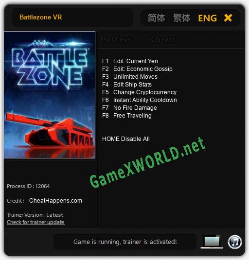 Battlezone VR: Читы, Трейнер +8 [CheatHappens.com]