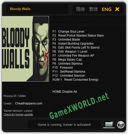 Bloody Walls: Читы, Трейнер +13 [CheatHappens.com]