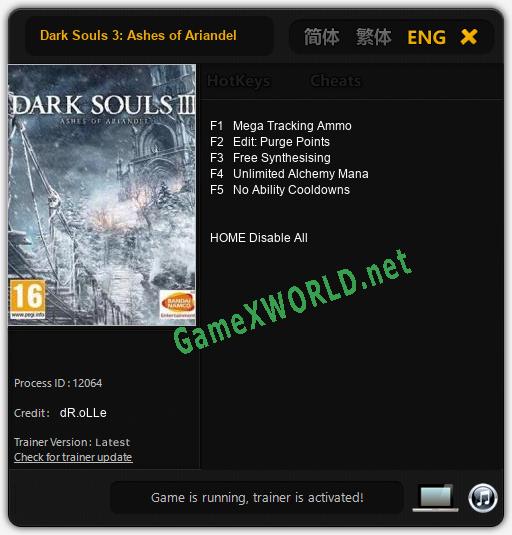 Dark Souls 3: Ashes of Ariandel: Читы, Трейнер +5 [dR.oLLe]