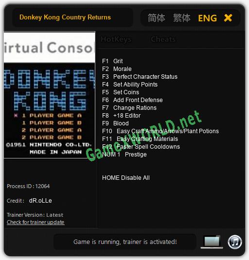 Donkey Kong Country Returns: Читы, Трейнер +13 [dR.oLLe]