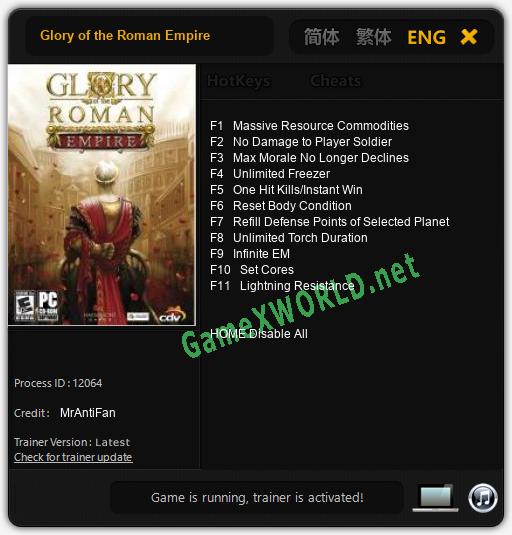 Glory of the Roman Empire: Читы, Трейнер +11 [MrAntiFan]
