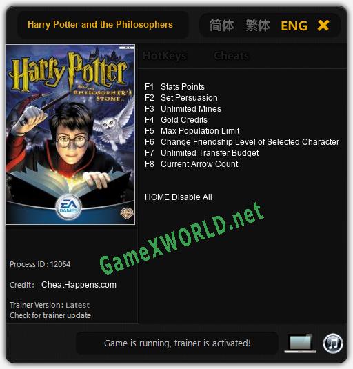 Harry Potter and the Philosophers Stone: Читы, Трейнер +8 [CheatHappens.com]