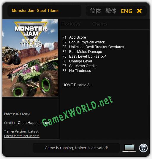 Monster Jam Steel Titans: Читы, Трейнер +8 [CheatHappens.com]