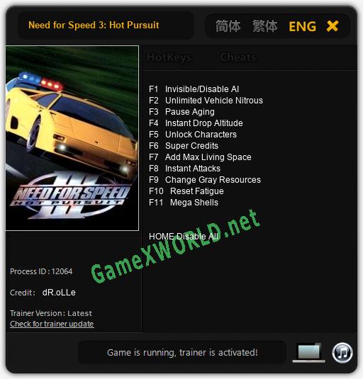 Need for Speed 3: Hot Pursuit: Читы, Трейнер +11 [dR.oLLe]
