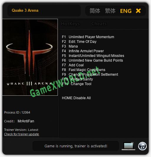 Quake 3 Arena Читы, Трейнер +11 [MrAntiFan] »
