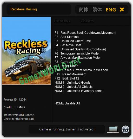 Reckless Racing: Читы, Трейнер +15 [FLiNG]