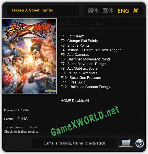 Tekken X Street Fighter: Читы, Трейнер +12 [FLiNG]