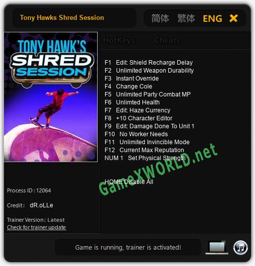 Tony Hawks Shred Session: Читы, Трейнер +13 [dR.oLLe]