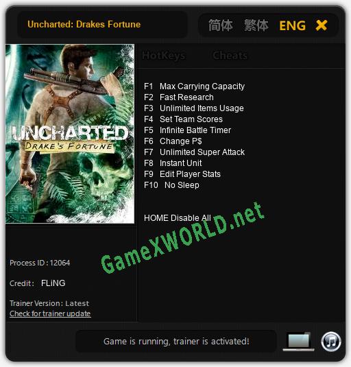 Uncharted: Drakes Fortune: Читы, Трейнер +10 [FLiNG]