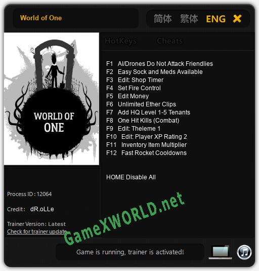 World of One: Читы, Трейнер +12 [dR.oLLe]